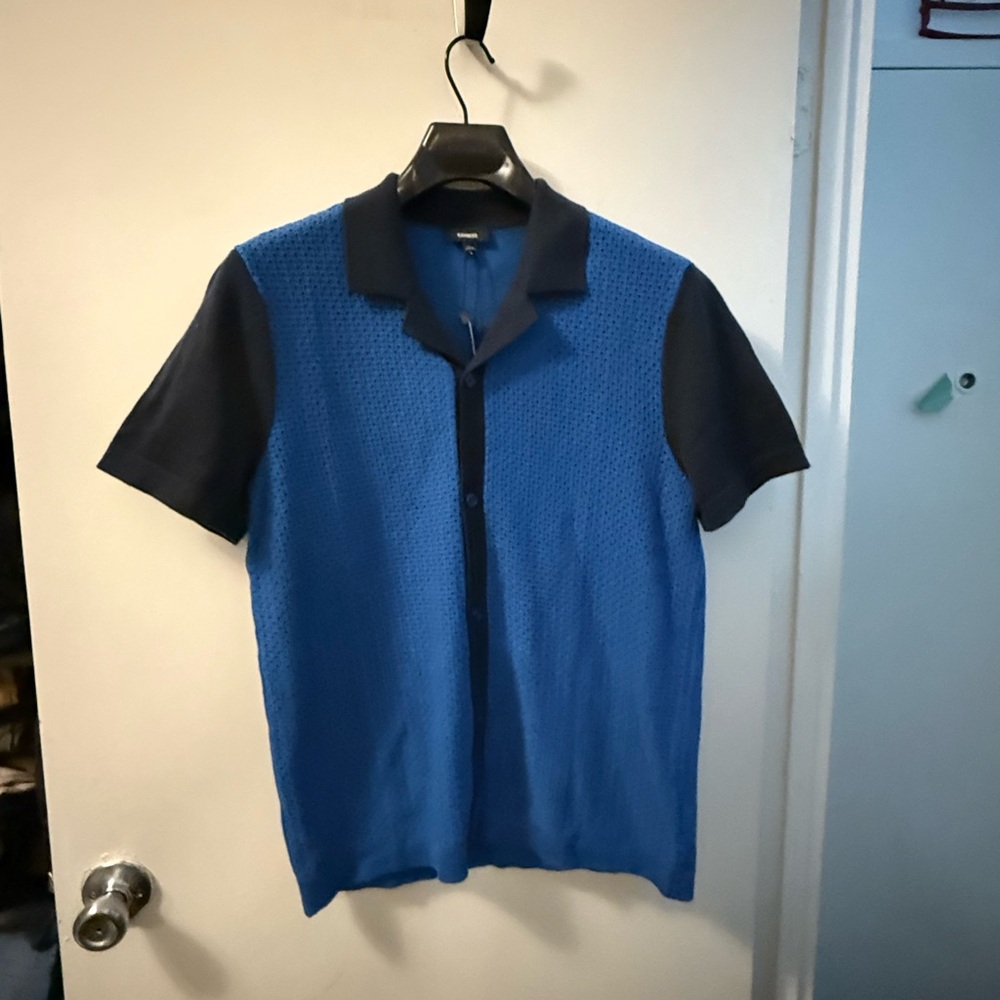 Express Blue and Black Cardigan Sweater